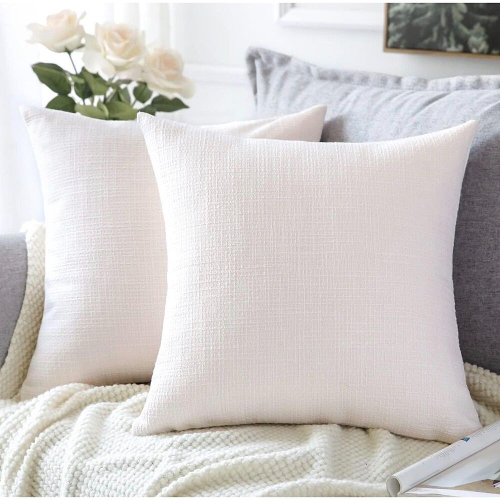 Ivory Pillow Cover Set of 2, 22x22 inch